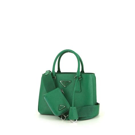 Prada Borsa grande Galleria Saffiano verde Pelle ref.945632